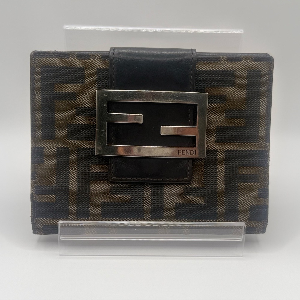 Fendi Black and Brown Logo Wallet